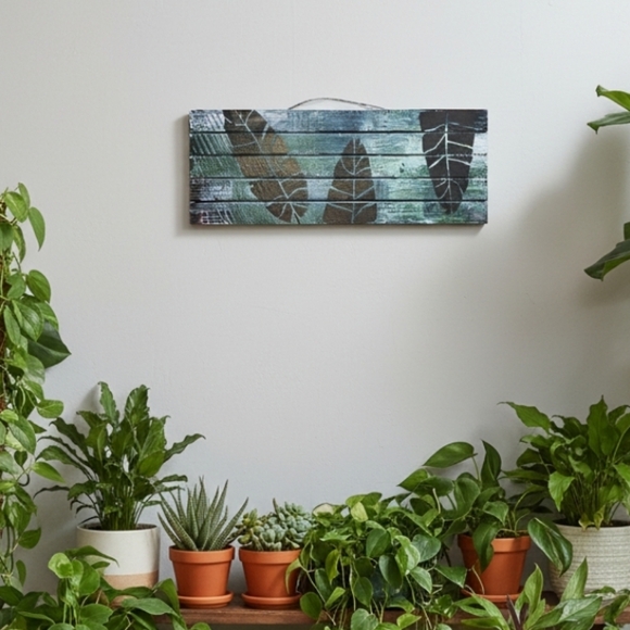 Hand Crafted Other - HANDCRAFTED Wood Contemporary Wall Decor Artwork HANDPAINTED Painting Jungle Art